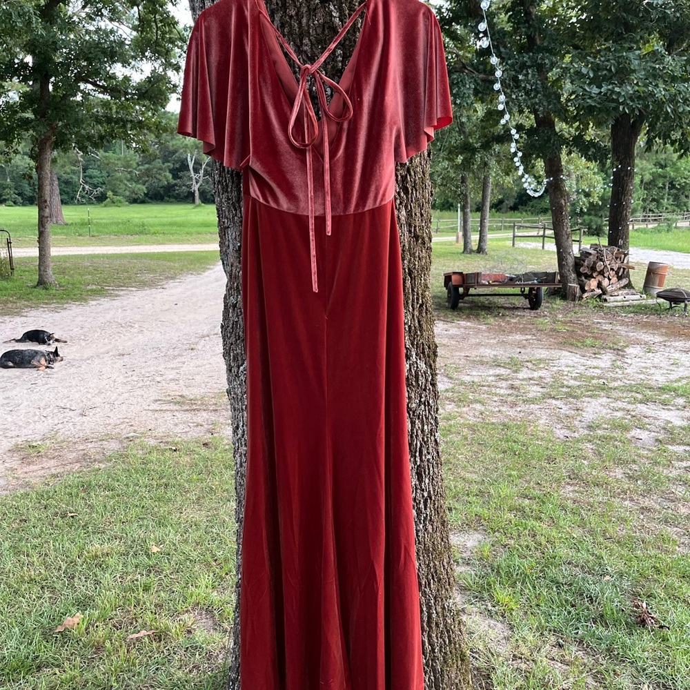 SORELLA VITA Red Flutter Sleeve Gown for Weddings